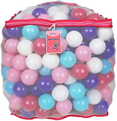 Click N' Play Ball Pit Balls 200 Pack, Plastic Balls for Ball Pit, Phthalate & BPA Free Ball Pit Ball, Includes a Reusable Storage Bag, Pastel Colors Play Balls for Ball Pit for Toddlers, Kids, Dogs!